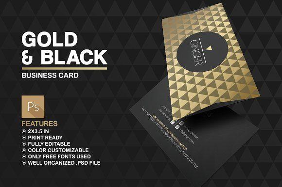 Gold and Black Business Logo - Gold And Black Business Card ~ Business Card Templates ~ Creative Market