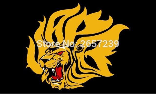 Black and Gold Lion Logo - Arkansas Pine Bluff Golden Lions black logo flag 150X90CM 100D ...