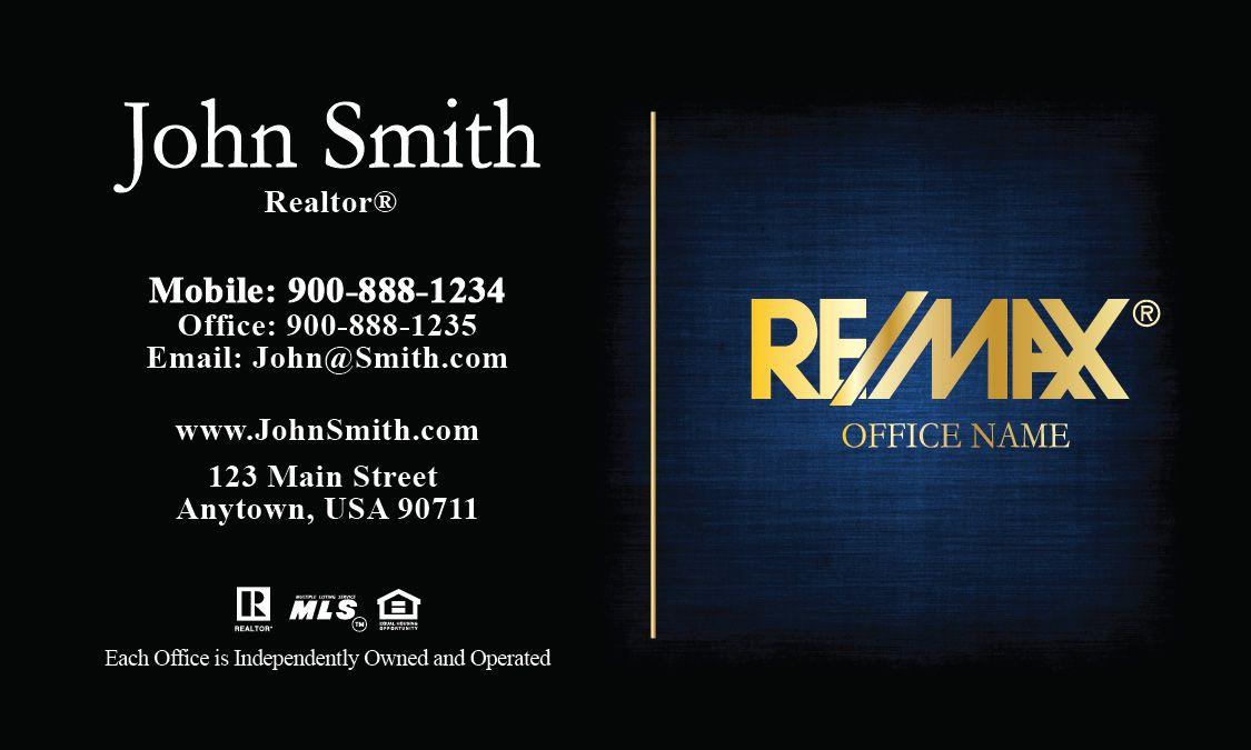 Blue and Gold Logo - Blue with Gold Remax Logo Realtor Business Card - Design #101381