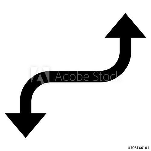 Black and White Curved Arrow Logo - Opposite Curved Arrow vector icon. Style is flat icon symbol, black