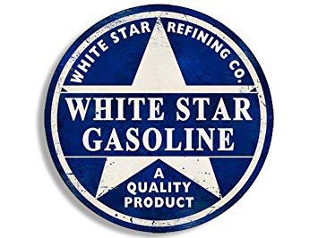 Star Gas Logo - American Vinyl Round Vintage White Star Gas Sticker