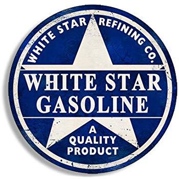 Star Gas Logo - American Vinyl Round Vintage White Star Gas Sticker