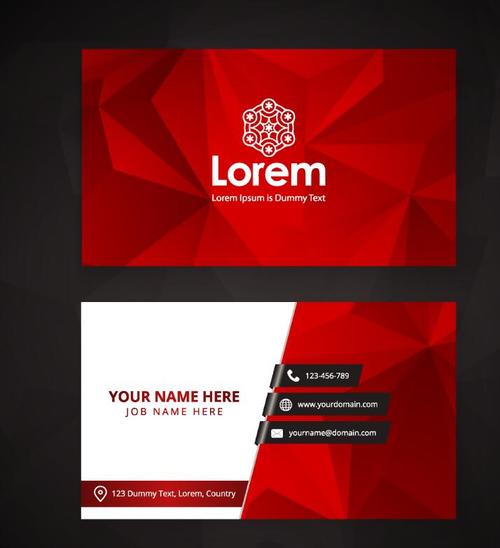 Red White Company Logo - Red with white company business card vector 03 free download