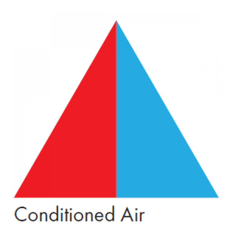 Red and Blue Triangle Logo - Blue and Red representing Conditioned Air Identification