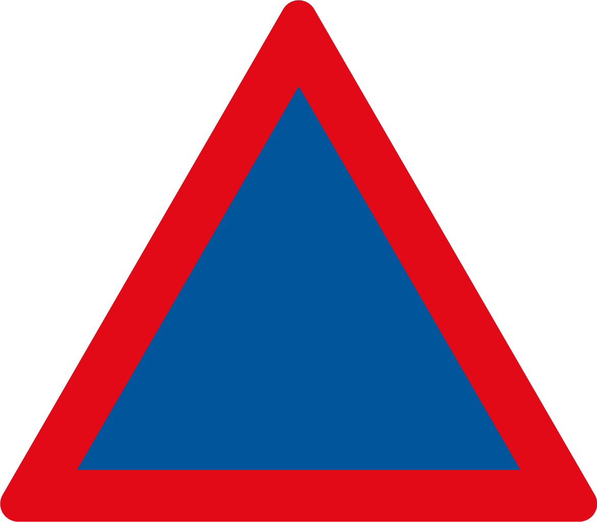 Red and Blue Triangle Logo - Triangle warning sign (red and blue).svg