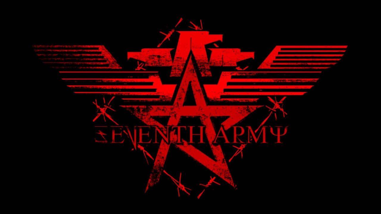 Industrial Black and Red Logo - Seventh Army. Chinese Industrial Black Metal