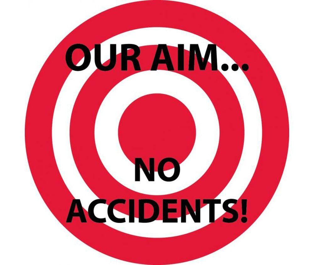 Industrial Black and Red Logo - Our Aim No Accidents Safety Hard Hat Emblem - Aris Industrial Supply
