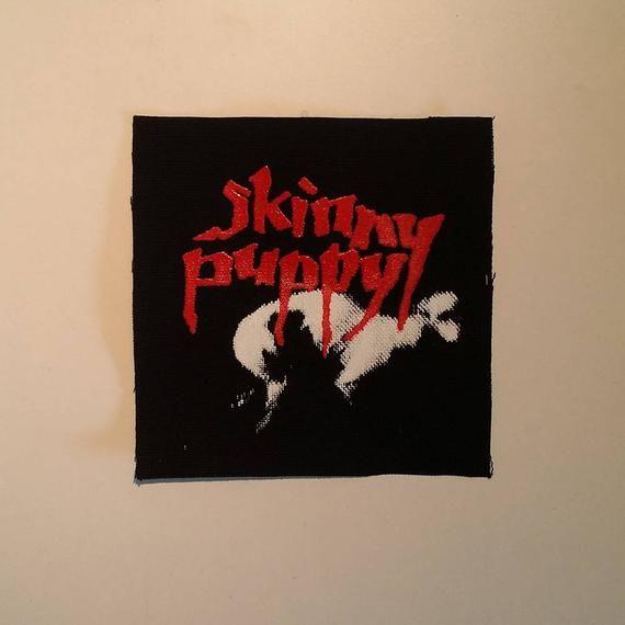 Industrial Black and Red Logo - Skinny puppy 3 patch red and white logo goth industrial synth