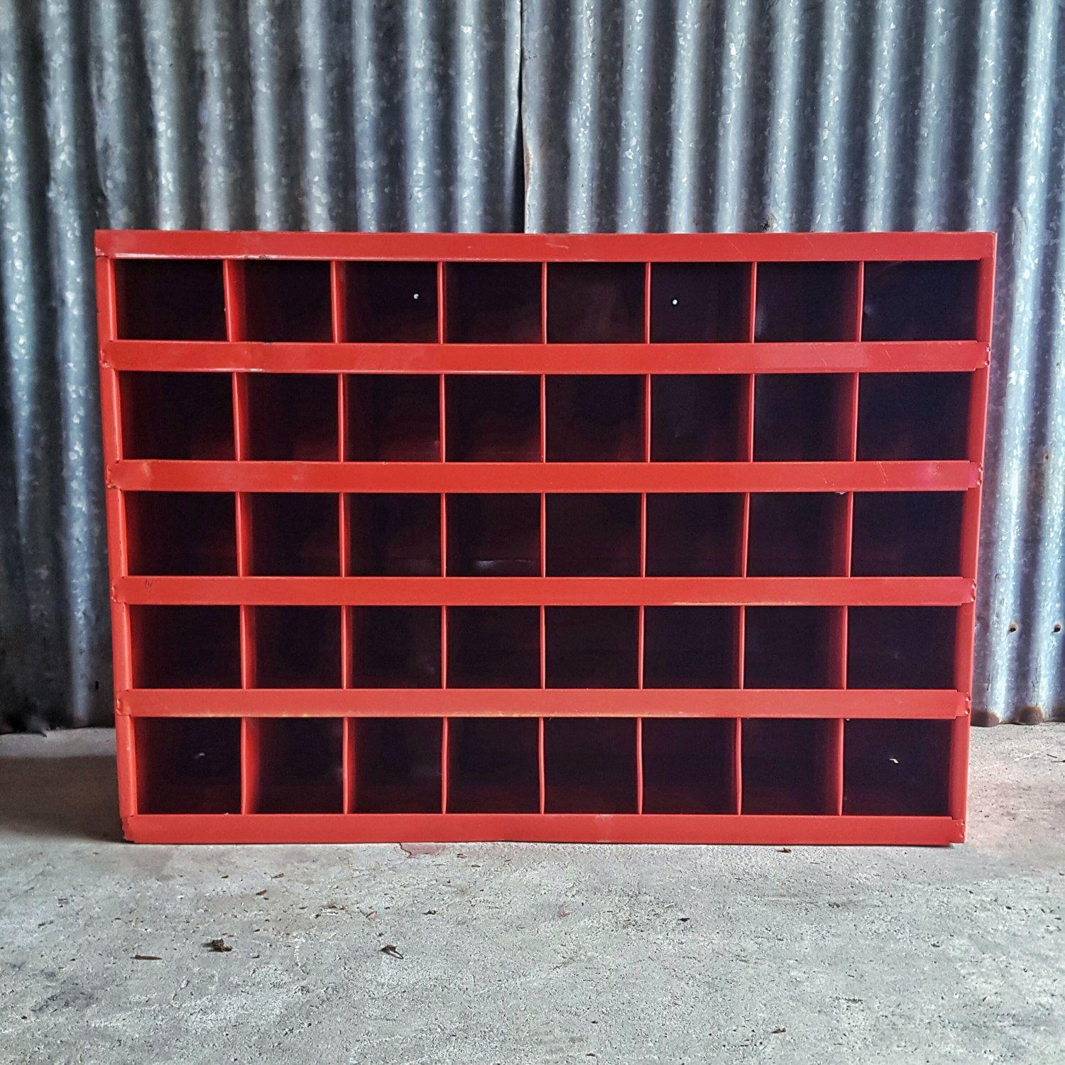 Industrial Black and Red Logo - Vintage Metal Hardware Cabinet - Red Cubbies - Wurth black logo ...