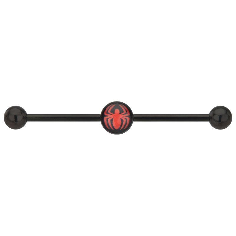 Industrial Black and Red Logo - Red Spider Man Logo PVD Coated Black Industrial Barbell : 1.6mm