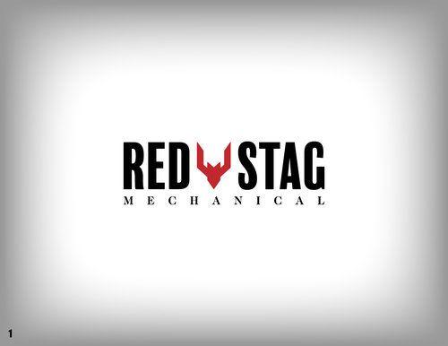 Industrial Black and Red Logo - Red Stag Brand Identity
