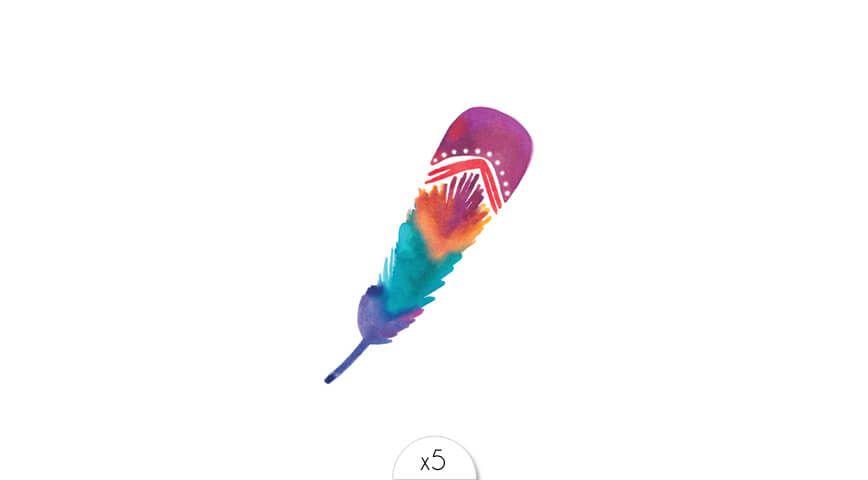 Indian Feather Logo - Watercolor feather temporary tattoo