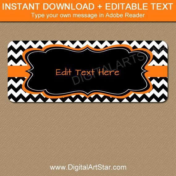 Black and White with Orange R Star Logo - Halloween Return Address Labels - Printable Halloween Address Label ...