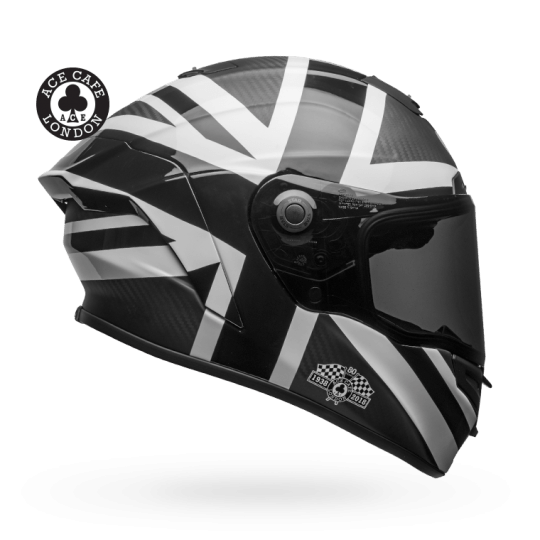 Black and White with Orange R Star Logo - Race Star - Motorcycle Helmet | Bell Helmets