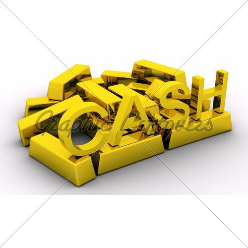 Golden Cash Logo - Fb Render Text Gold Bars Cash V3 · GL Stock Image