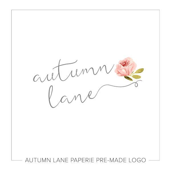 Swirly Logo - Pink Rose Swirly Cursive Logo H46 | Autumn Lane Paperie