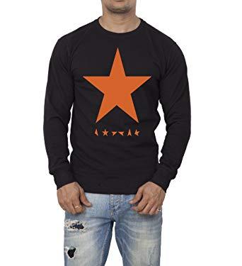 Black and White with Orange R Star Logo - Clifton Mens Printed Cotton Sweat Shirt R-Neck-Black-White Star ...