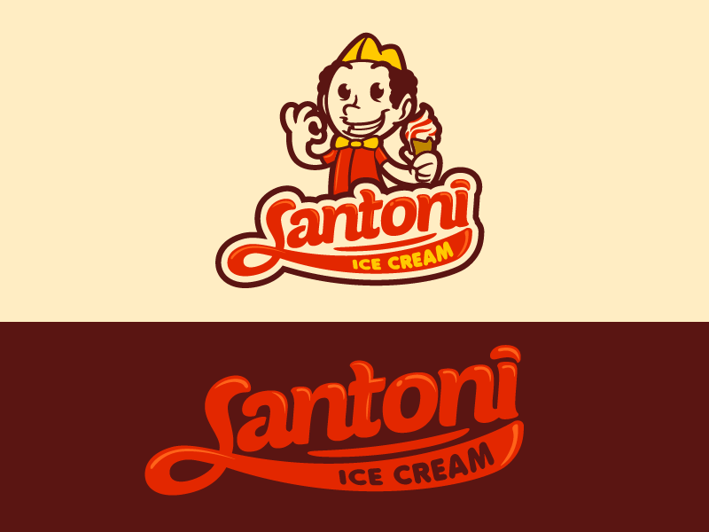 Red and Cream Logo - Santoni Ice Cream by Suhandi | Dribbble | Dribbble