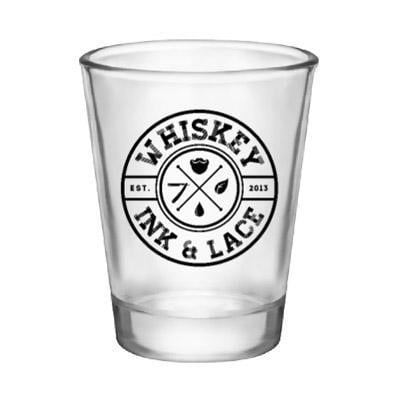 Glass Whiskey Logo - Whiskey, Ink, & Lace Circle Logo Shot Glass
