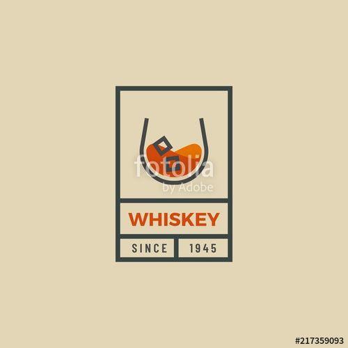 Glass Whiskey Logo - Vintage hipster logo of whiskey glass. Whiskey glass logo design