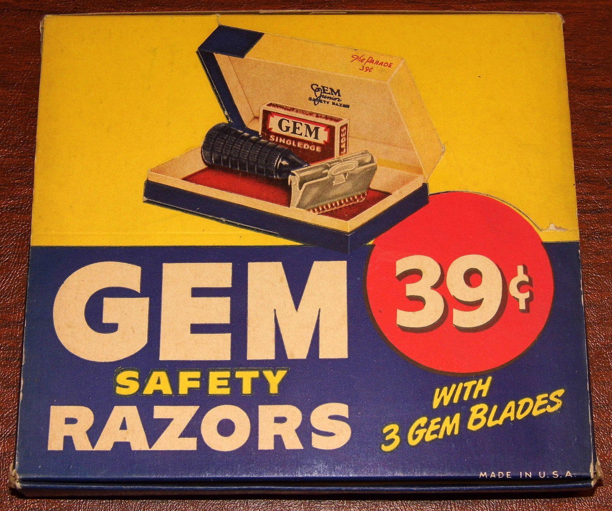 Razor Corporation Logo - Vintage Store Display Box With 6 Gem Junior Single Edge Safety