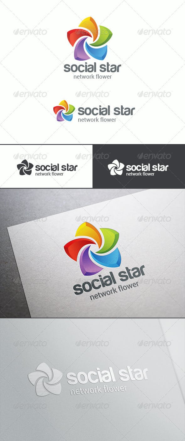 Star Flower Logo - Social Network Star Flower Logo Abstract by sellingpix | GraphicRiver