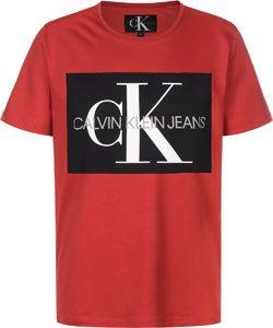 Red Cross Box Logo - Calvin Klein Jeans Monogram Box Logo T-shirt red | WeAre Shop