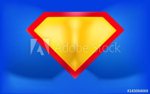Blue and Red Shield Logo - Superhero logo template. Background in the form of a man inflated ...