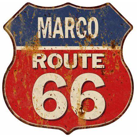 Blue and Red Shield Logo - MARCO Route 66 Blue Red Shield Sign Man Cave Garage 12x12 Gift Decor ...