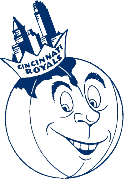 Blue Crown Cincinnati Royals Logo - Cincinnati Royals Primary Logo (1958) - A blue and white basketball ...