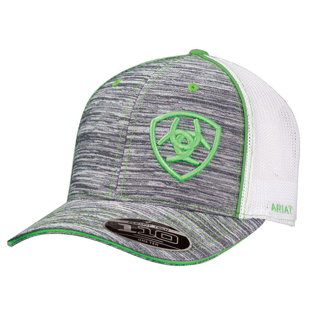 Grey and Green Ball Logo - Men's Green and Grey Ariat Ball Cap by M&F