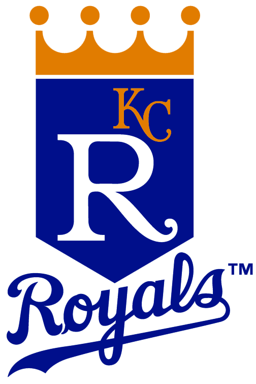 Blue Crown Cincinnati Royals Logo - Kansas City Royals Primary Logo (1979) - Blue banner with a gold ...