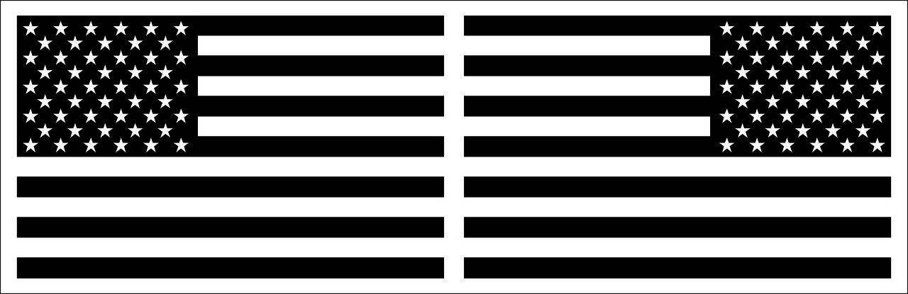 Black and White American Flag Logo - American Flag Sticker Set - Black & White - 187pb