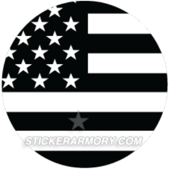 Black and White American Flag Logo - Stars & Stripes Black and White USA Flag Circle Sticker 3INSASBLK