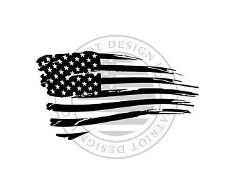 Black and White American Flag Logo - Black and white flag | Etsy
