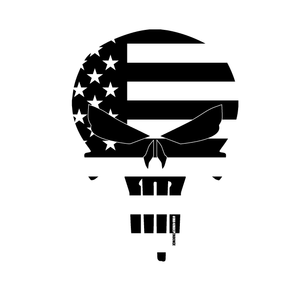 Black and White American Flag Logo - Black and White American Flag Skull Decal