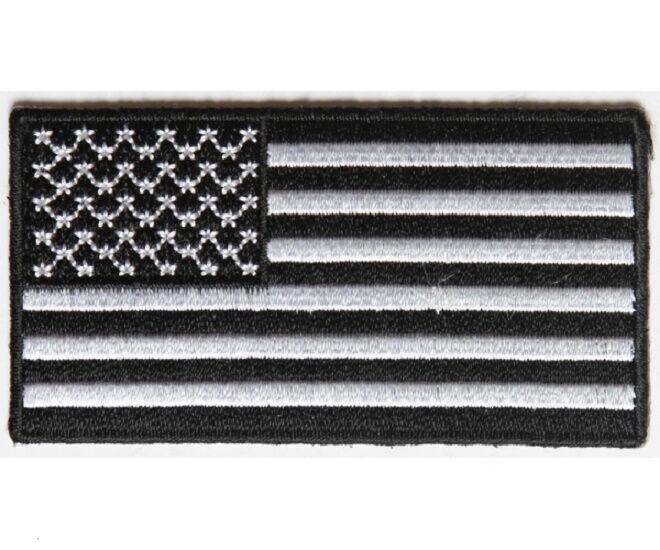 Black and White American Flag Logo - F1) 3 x 1.5 BLACK & WHITE AMERICAN FLAG iron on patch (4949) Biker
