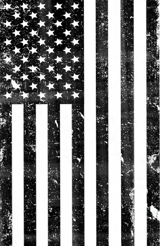 Black and White American Flag Logo - Dirty Vintage Black and White American Flag Art Print