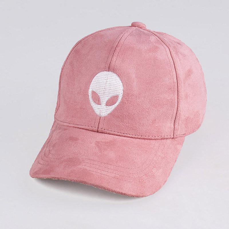 Pink Alien Logo - Stranger Things' Suede Baseball Cap - Longline Clothing