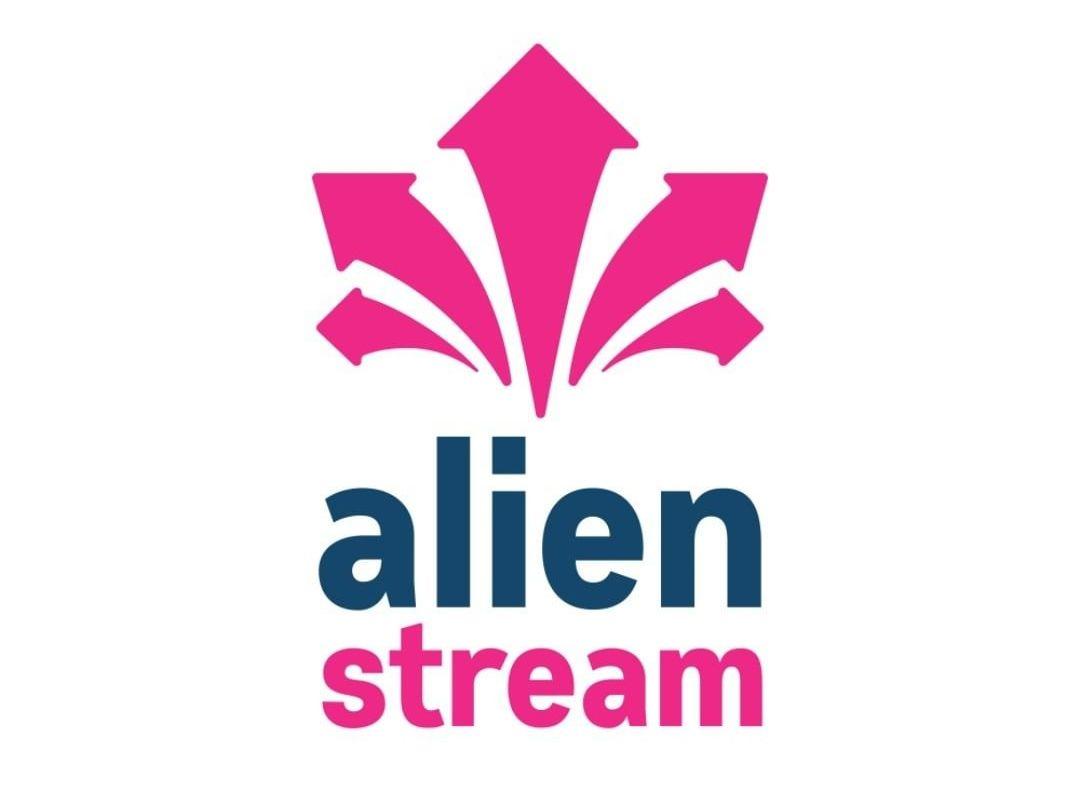 Pink Alien Logo - Alien Stream Logo Design