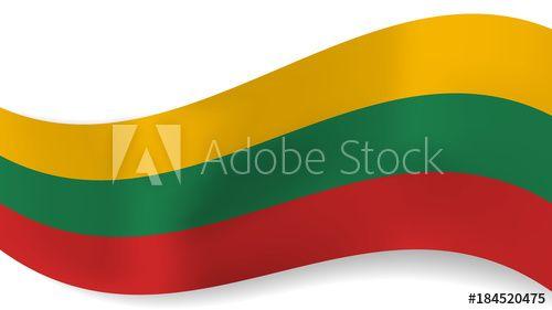 Yellow and Green Wavy Logo - Abstract vector wavy Lithuania flag with shadow on white background ...