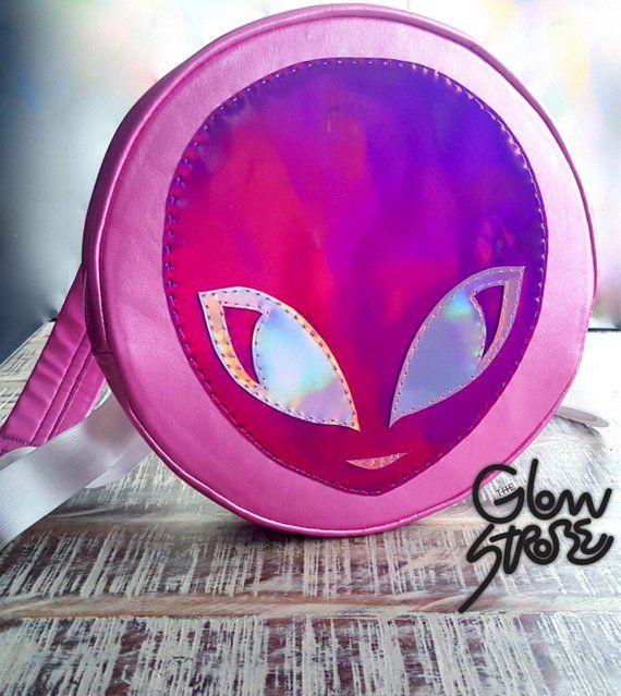 Pink Alien Logo - Pink Alien Festival Backpack . Holographic Rave Backpack . EDC | Etsy