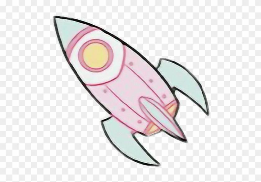 Pink Alien Logo - Rocket Space Spaceship Kawaii Pastel Cute Pink Alien Space