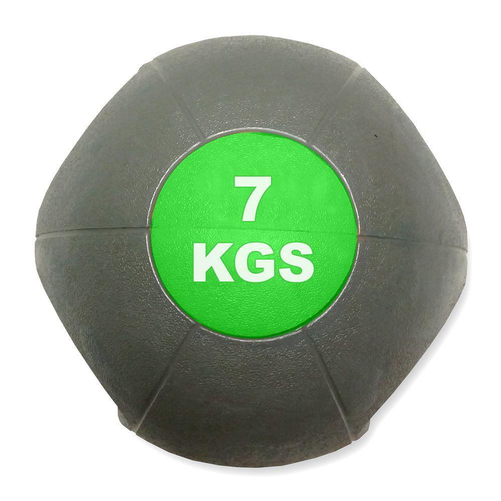 Grey and Green Ball Logo - Double Grip Medicine Ball 7kg Grey Green