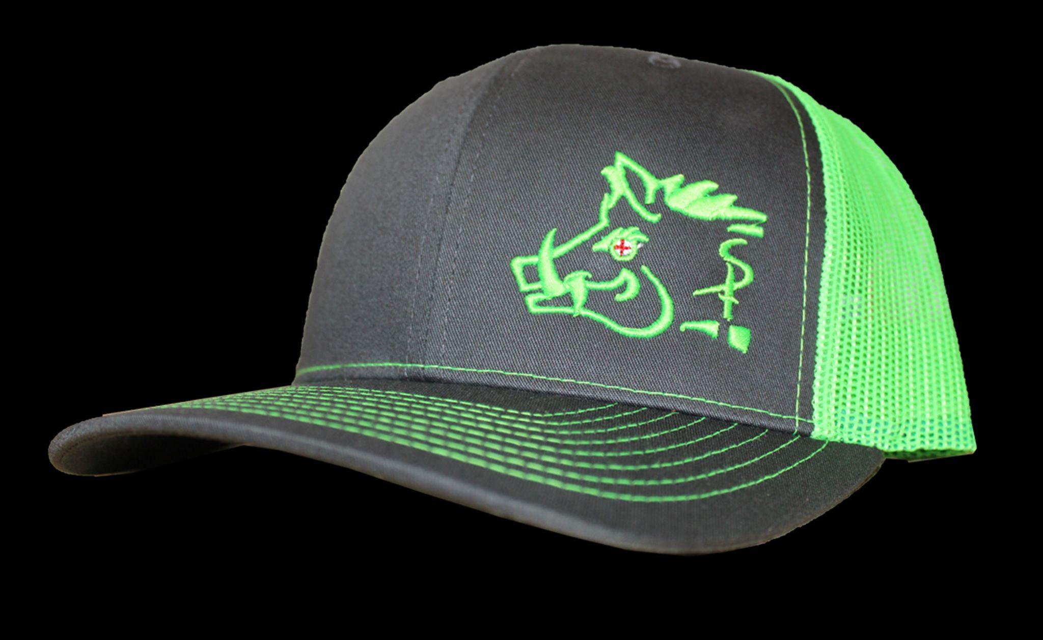 Grey and Green Ball Logo - Grey & Lime Green Sniper Pig Ball Cap by Oil Field