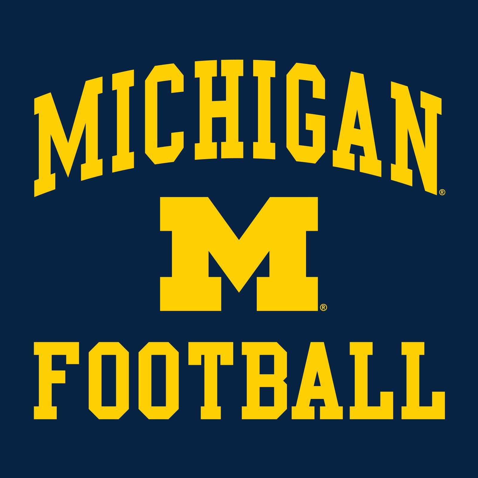 Michigan Football Logo - Michigan Arch Logo Football T Shirt - Navy - Underground Printing