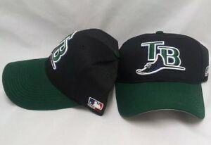 Grey and Green Ball Logo - LOT OF 2 TAMPA BAY RAYS BALL CAP BLACK W/ LOGO GREEN BILL GREY UNDER