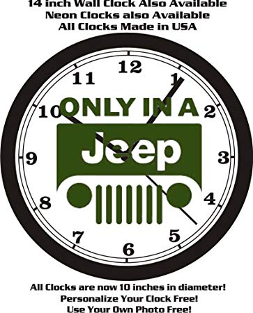 Only in a Jeep Logo - ONLY IN A JEEP LOGO WALL CLOCK FREE USA SHIP: Home & Kitchen
