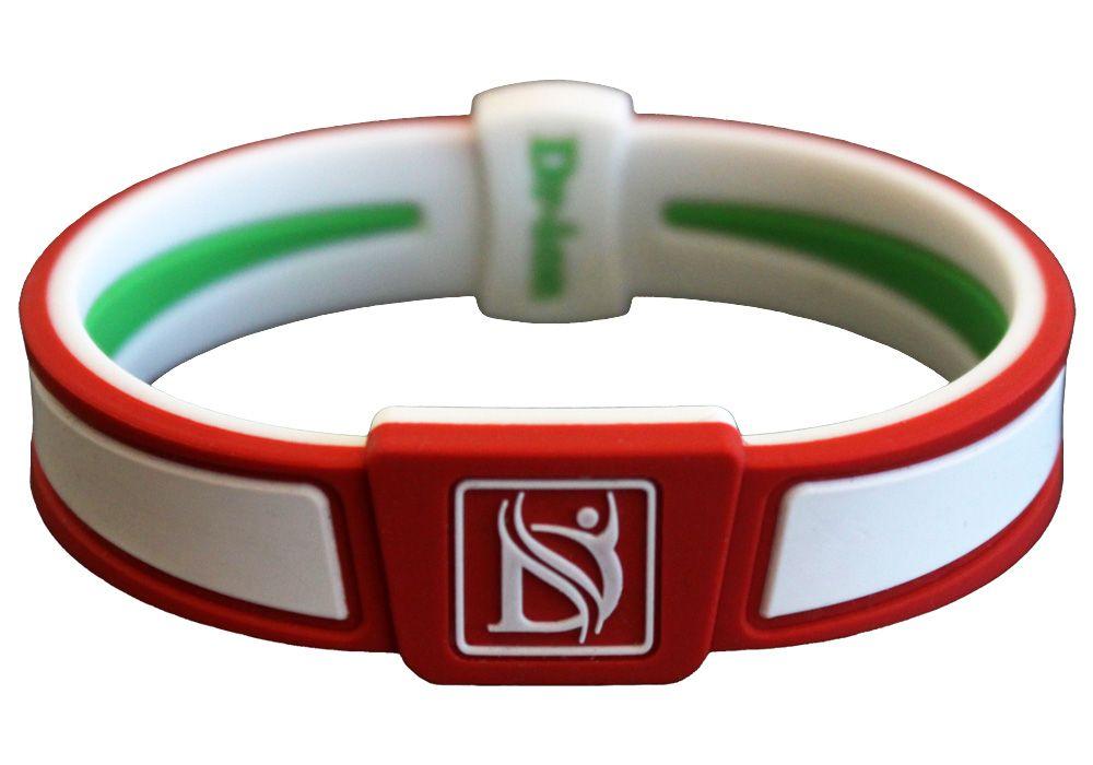 Dual Red S Logo - Reversible Negative Ion Wristband of Dual Design (Green/Orange Red ...