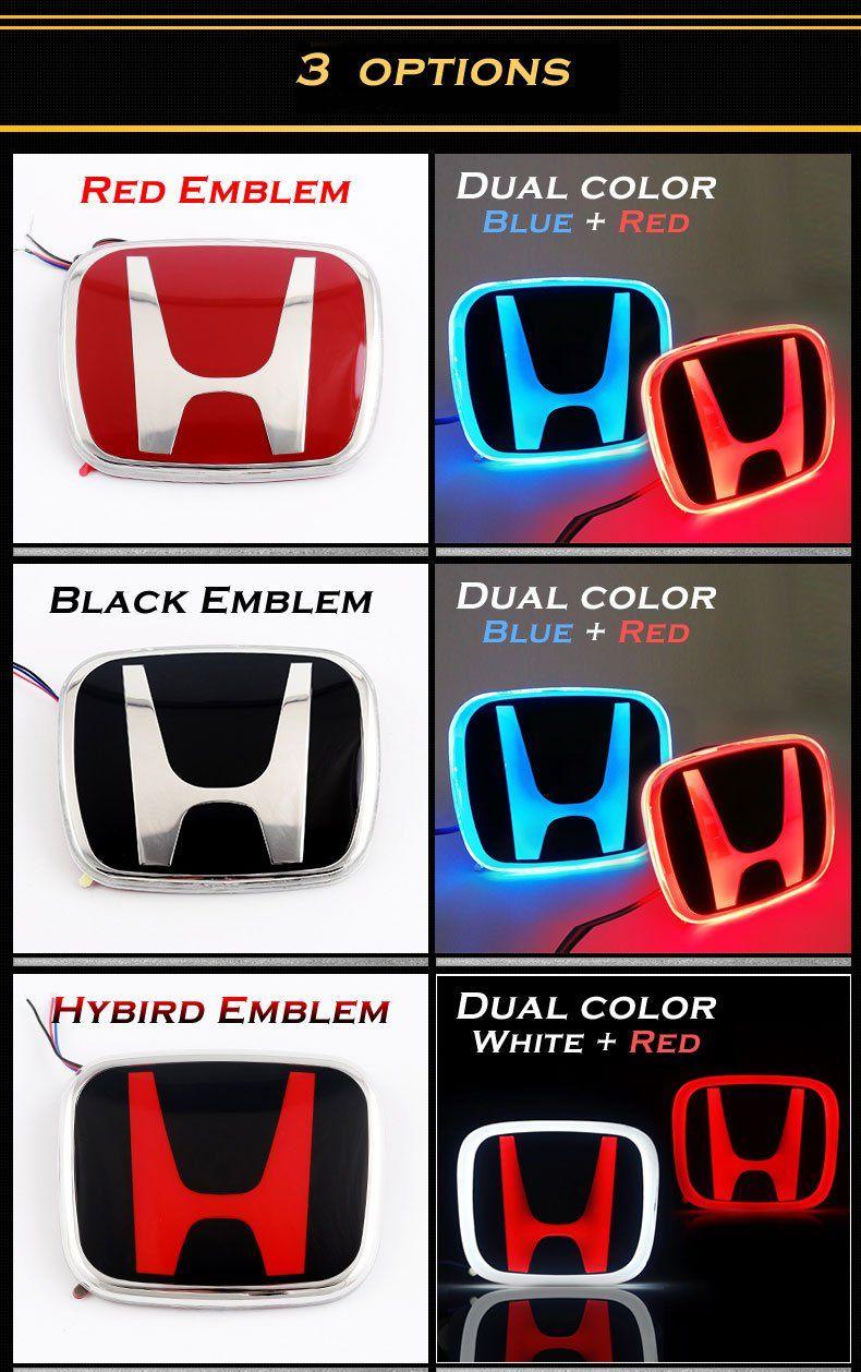 Dual Red S Logo - Honda LED JDM Red Emblem Type-R for 2016-2018 Civic X with Dual ...